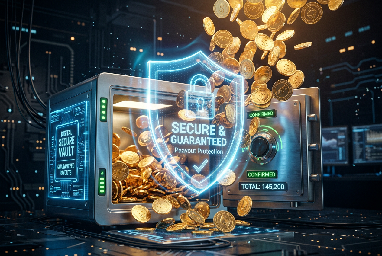Visual representation of a security shield and golden coins symbolizing certified software